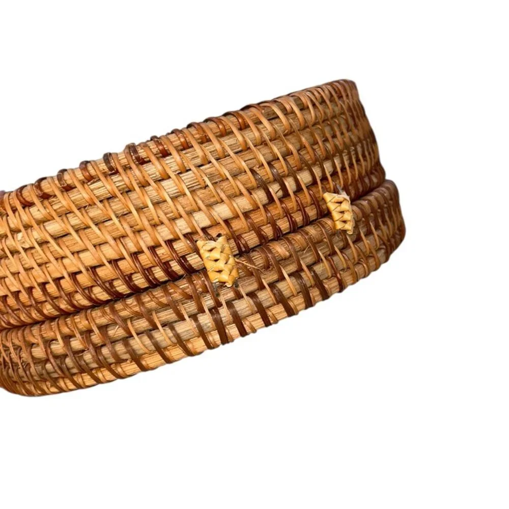 Indonesian classic all woven basket circle purse cross body bag